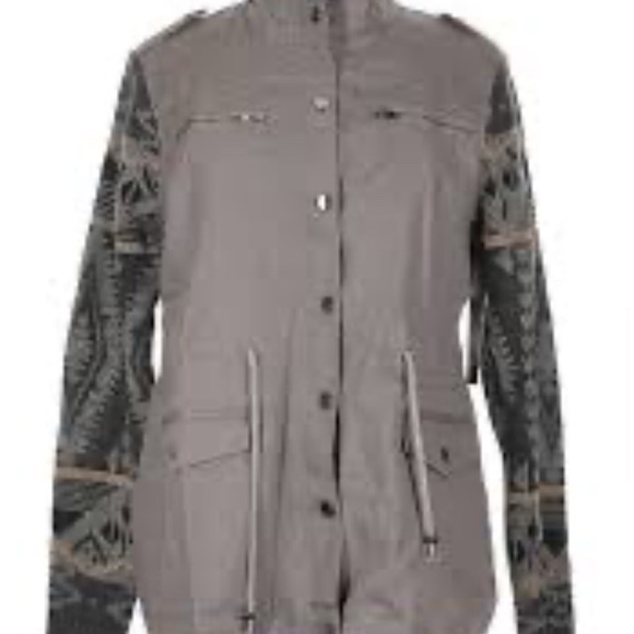 CoffeeShop Jackets & Blazers - CoffeeShop Olive Green Utility Jacket with Knit Sleeves